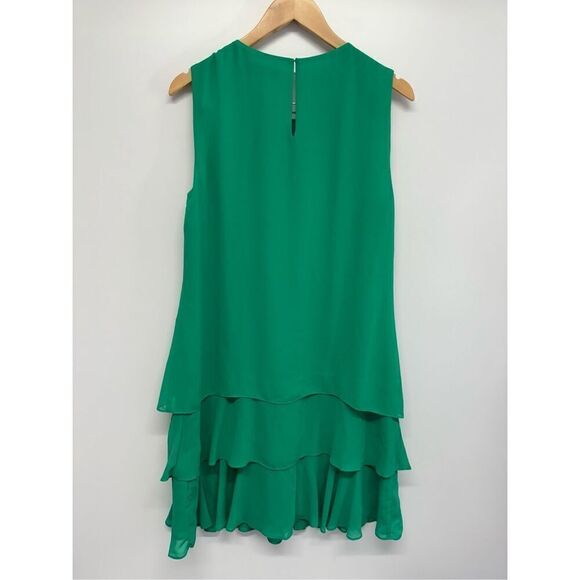 Lauren Ralph Lauren Shift Dress Size 12 Green Round Neck Ruffled NWT - Picture 8 of 13